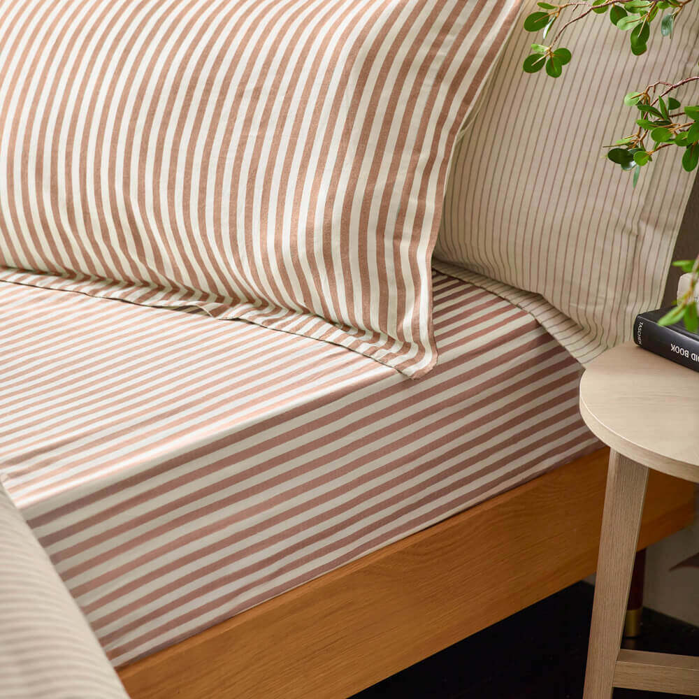 Yard Hebden Pecan Stripe Fitted Sheet